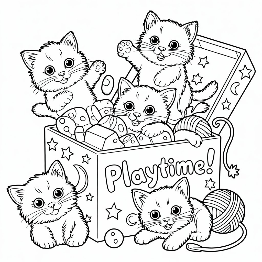 Cute Kitten Coloring Page