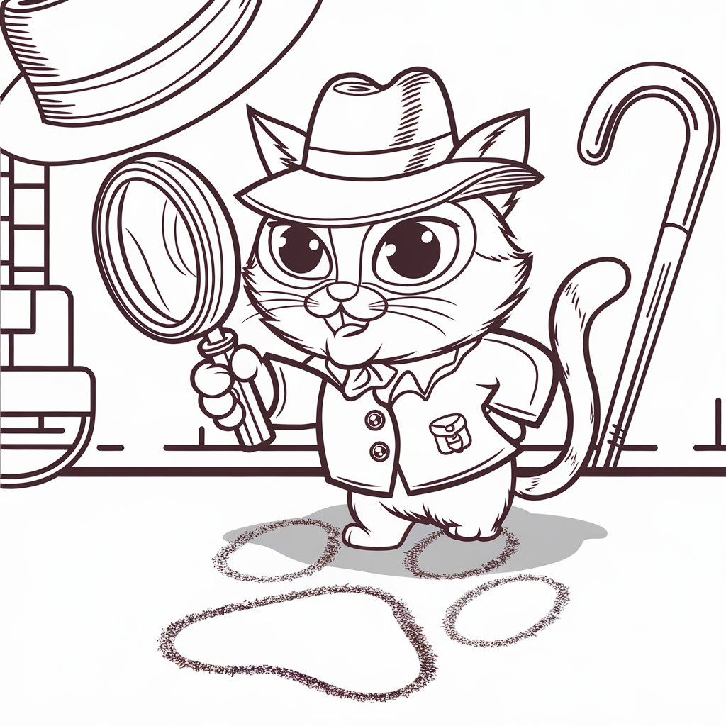 Detective Cat Coloring Page