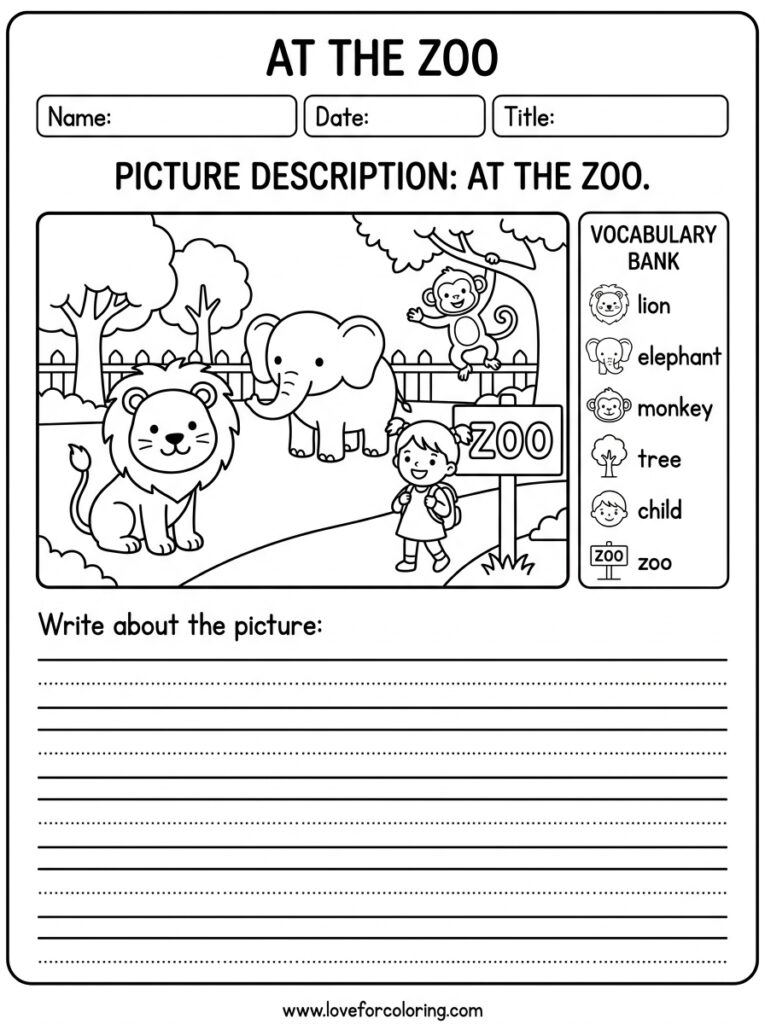 At the zoo worksheet 