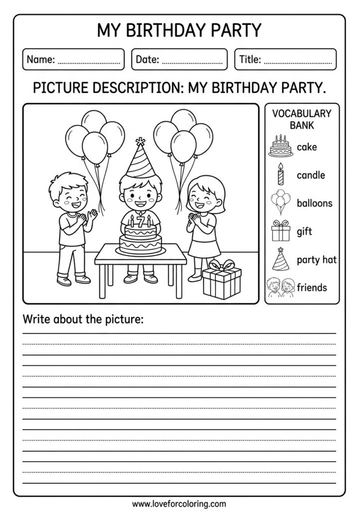 Birthday party picture description