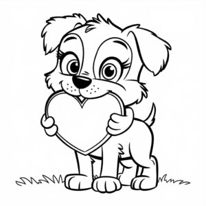 Valentine Puppy Coloring Page
