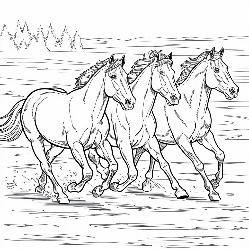 A group of horse colorin pages