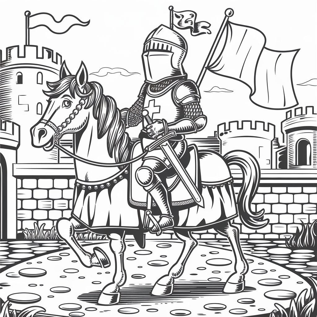 Horse coloring page with armor. 