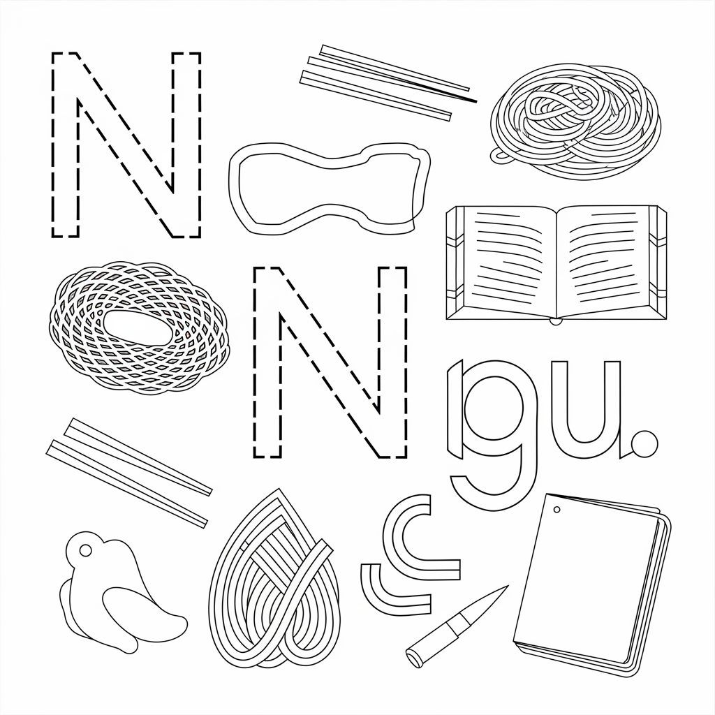 N is for Nest and Net Coloring Page