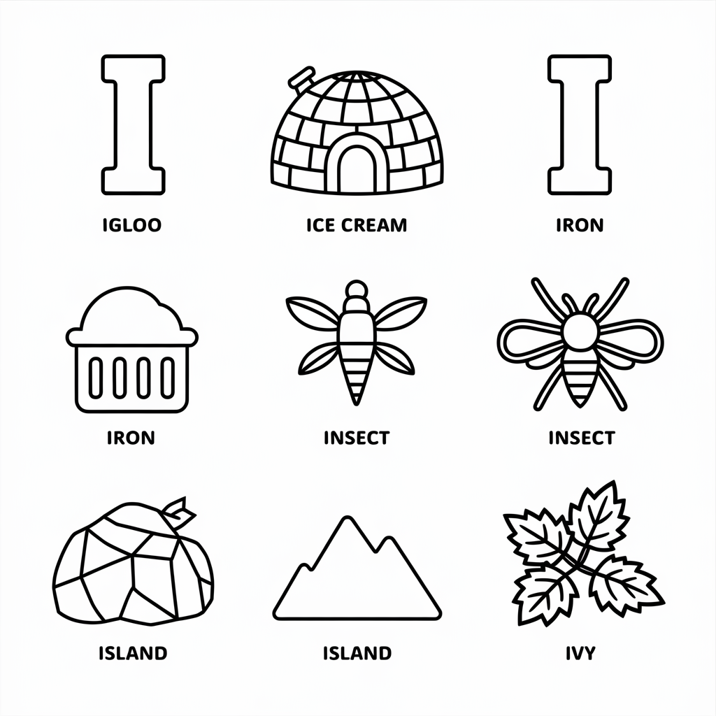 I is for Igloo and Ice Cream Coloring Fun