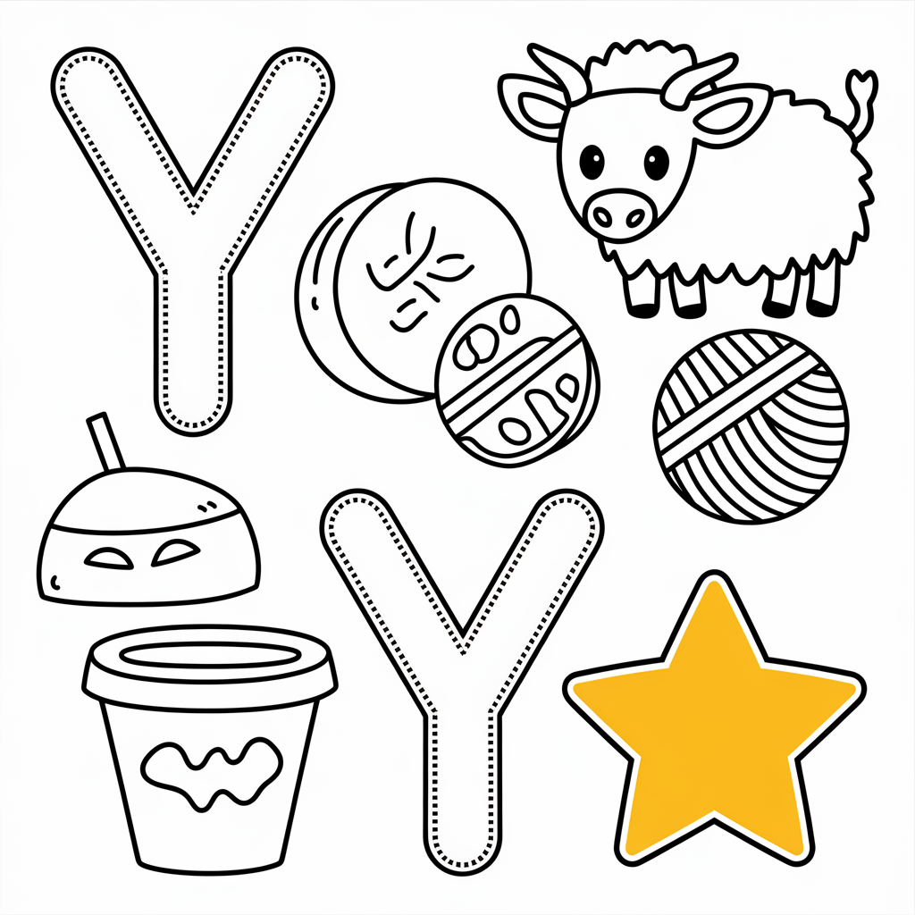 Y is for Yo-Yo and Yak Coloring Fun