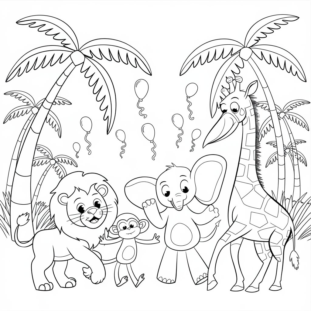 jungle animals coloring pages