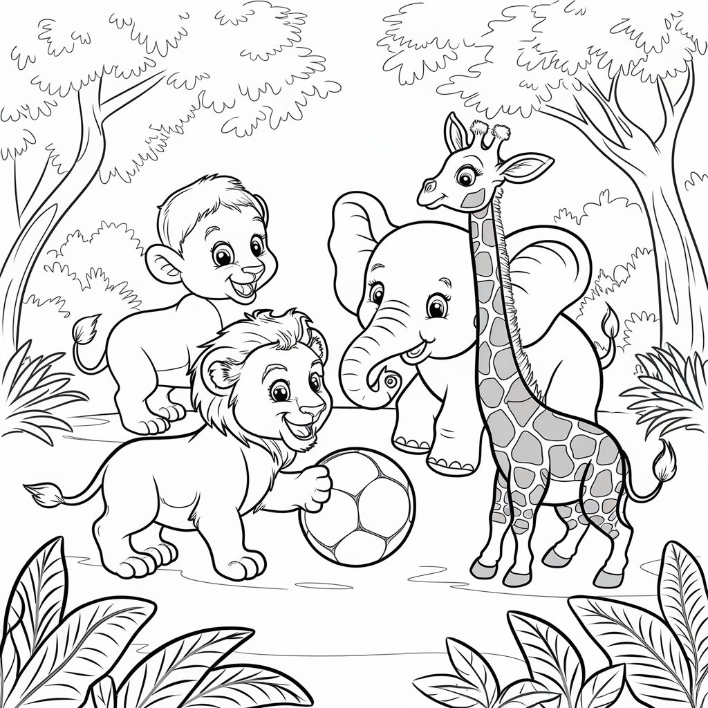 jungle animals printable coloring pages