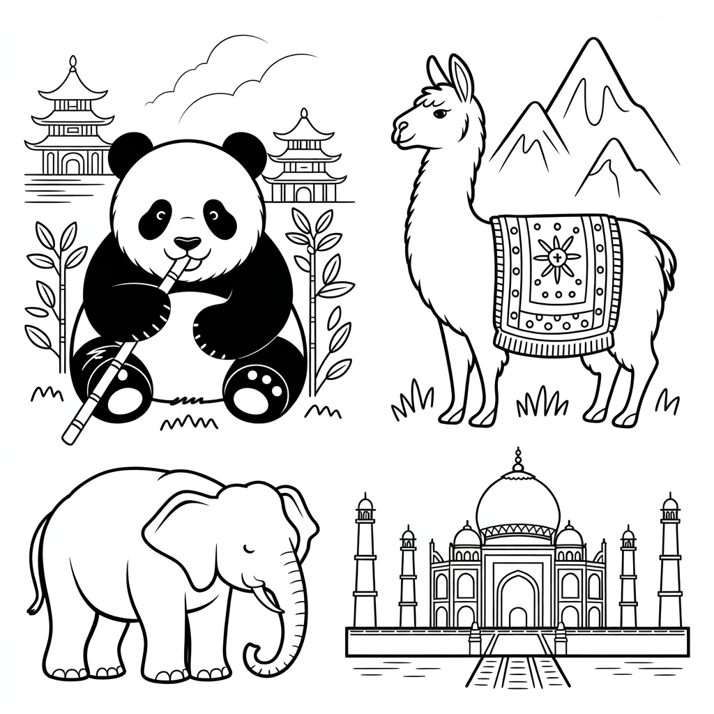 Cultural Animals Coloring Pages