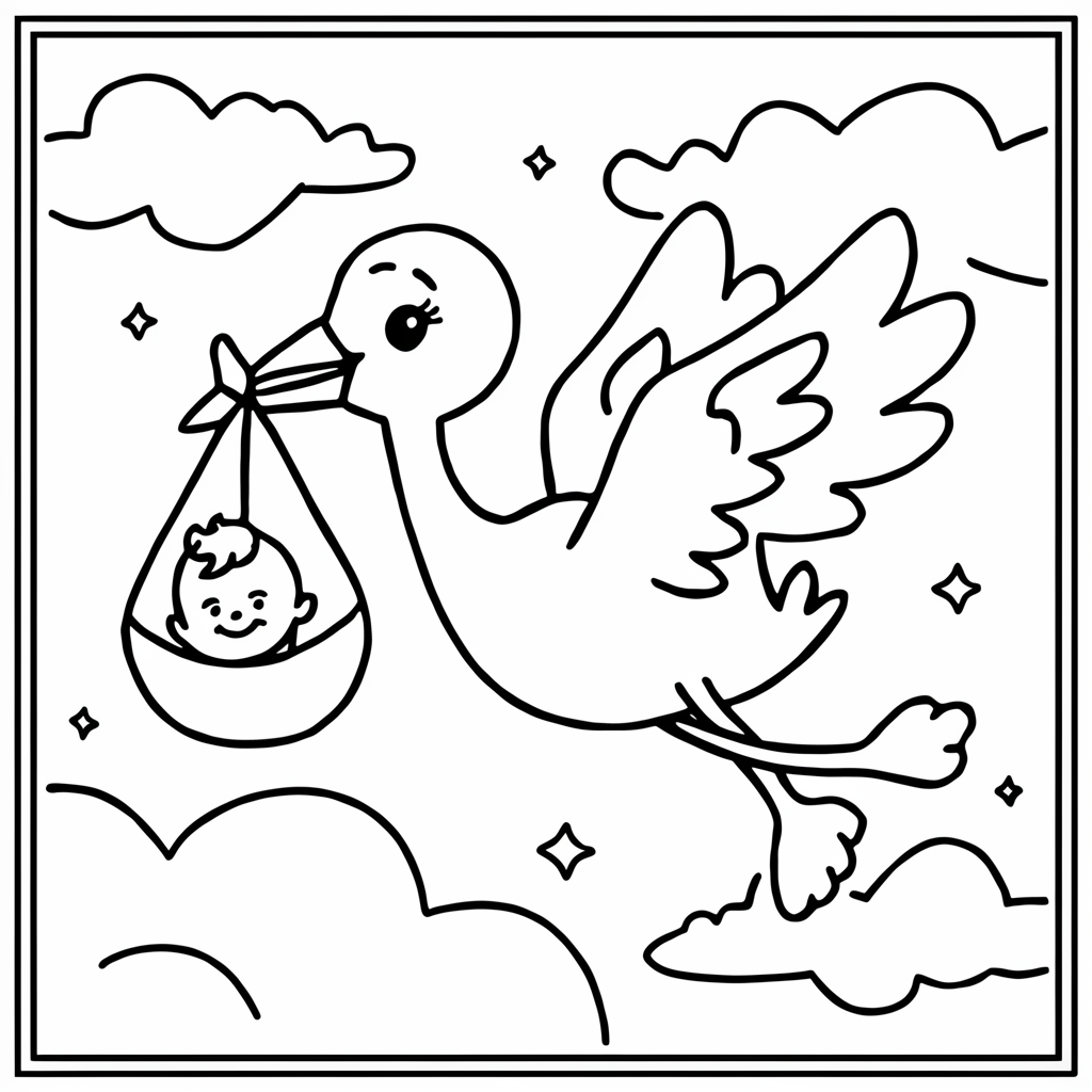 Baby Bird flying coloring page