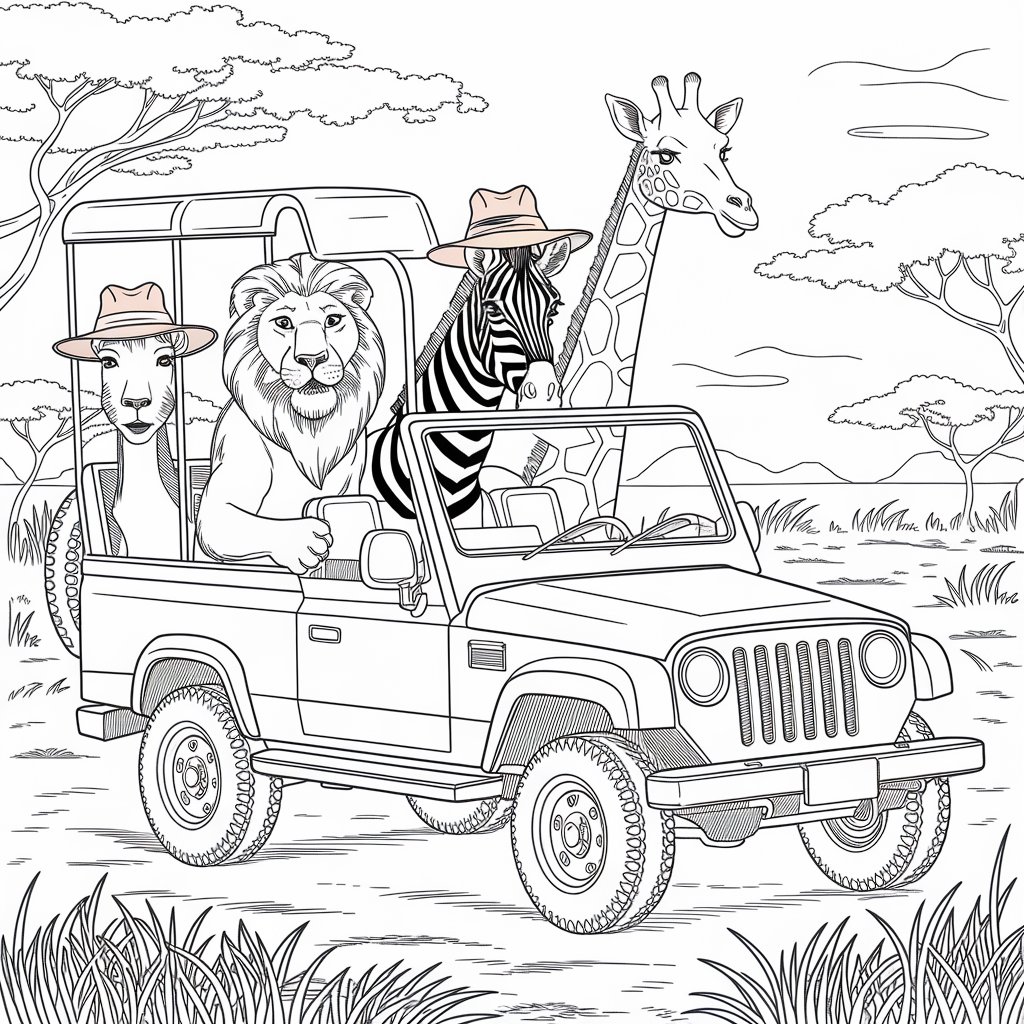 jungle animals printable safari theme coloring pages