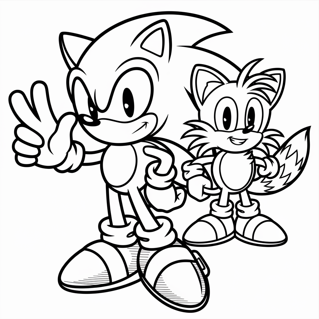 Sonic and Tails Coloring Page