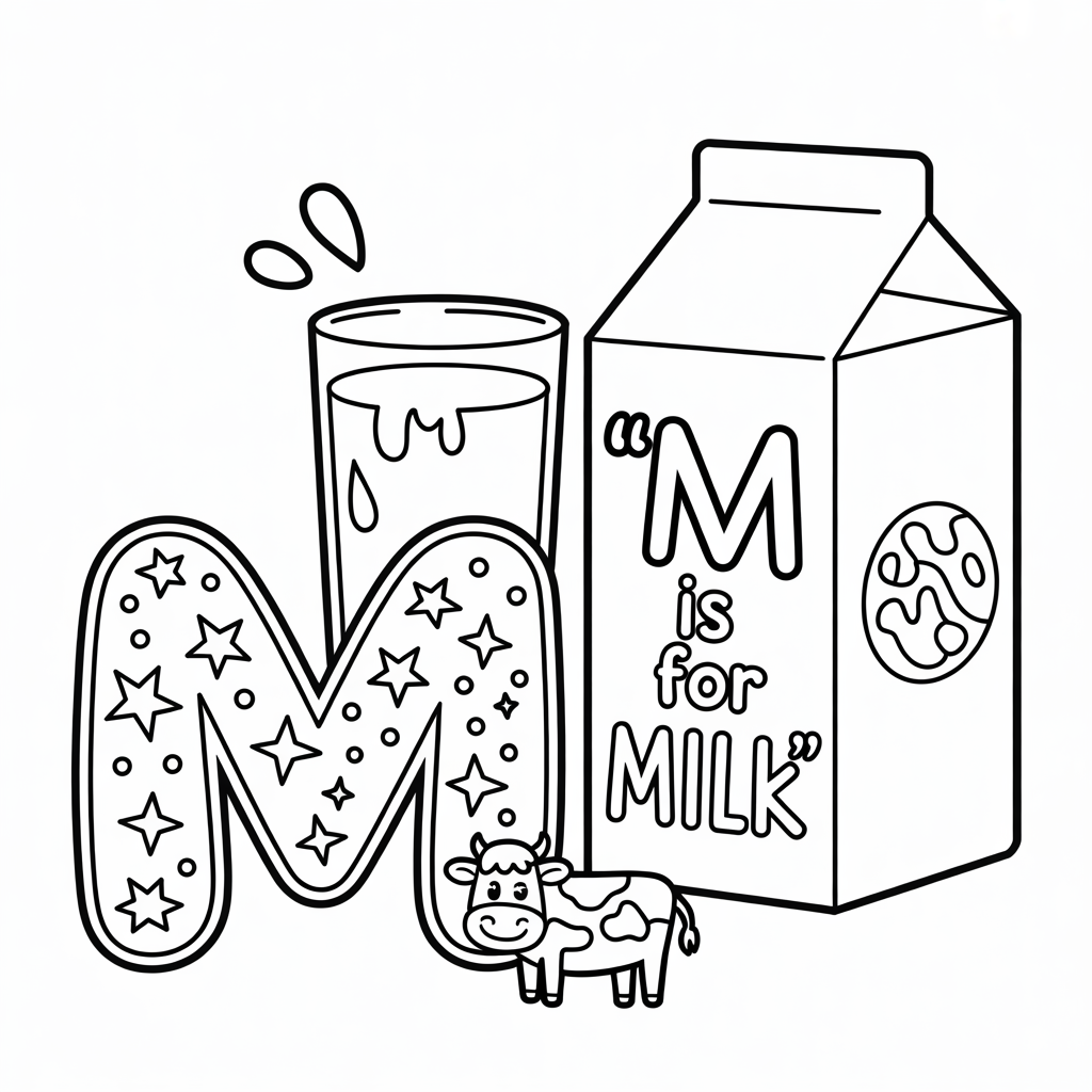 M is for Milk Coloring Pages
