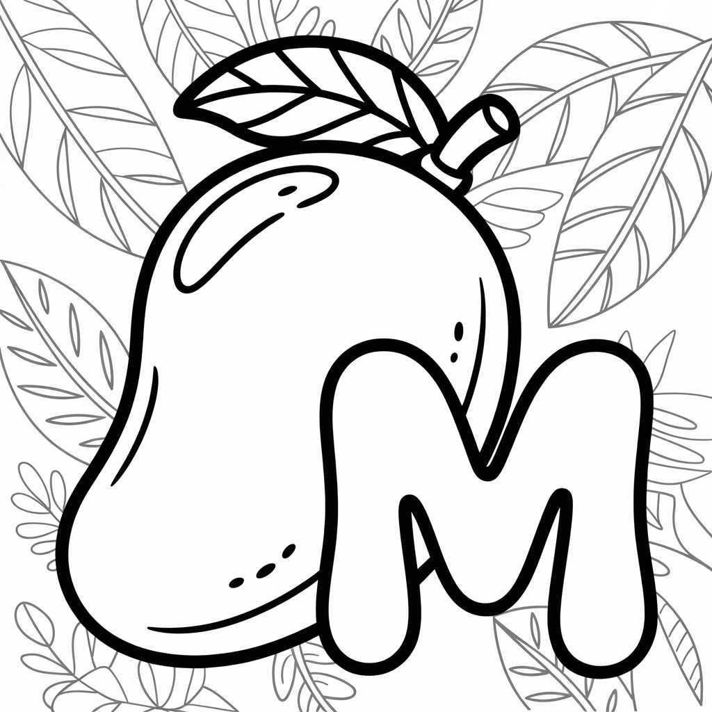 M is for Mango Coloring Pages 