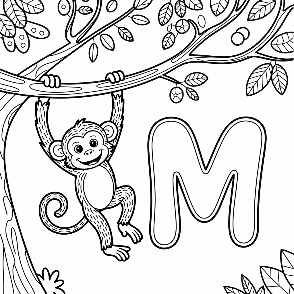 M is for Mushroom Coloring Pages