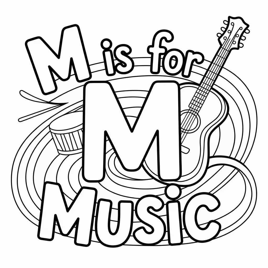 M is for Music Coloring Pages 
