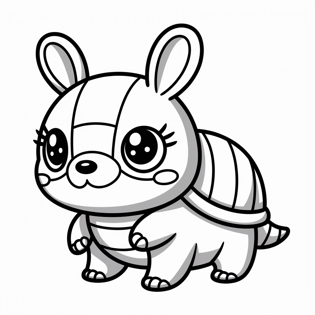 Kawaii Tuk Tuk The Armadillo Coloring Sheet For Kids