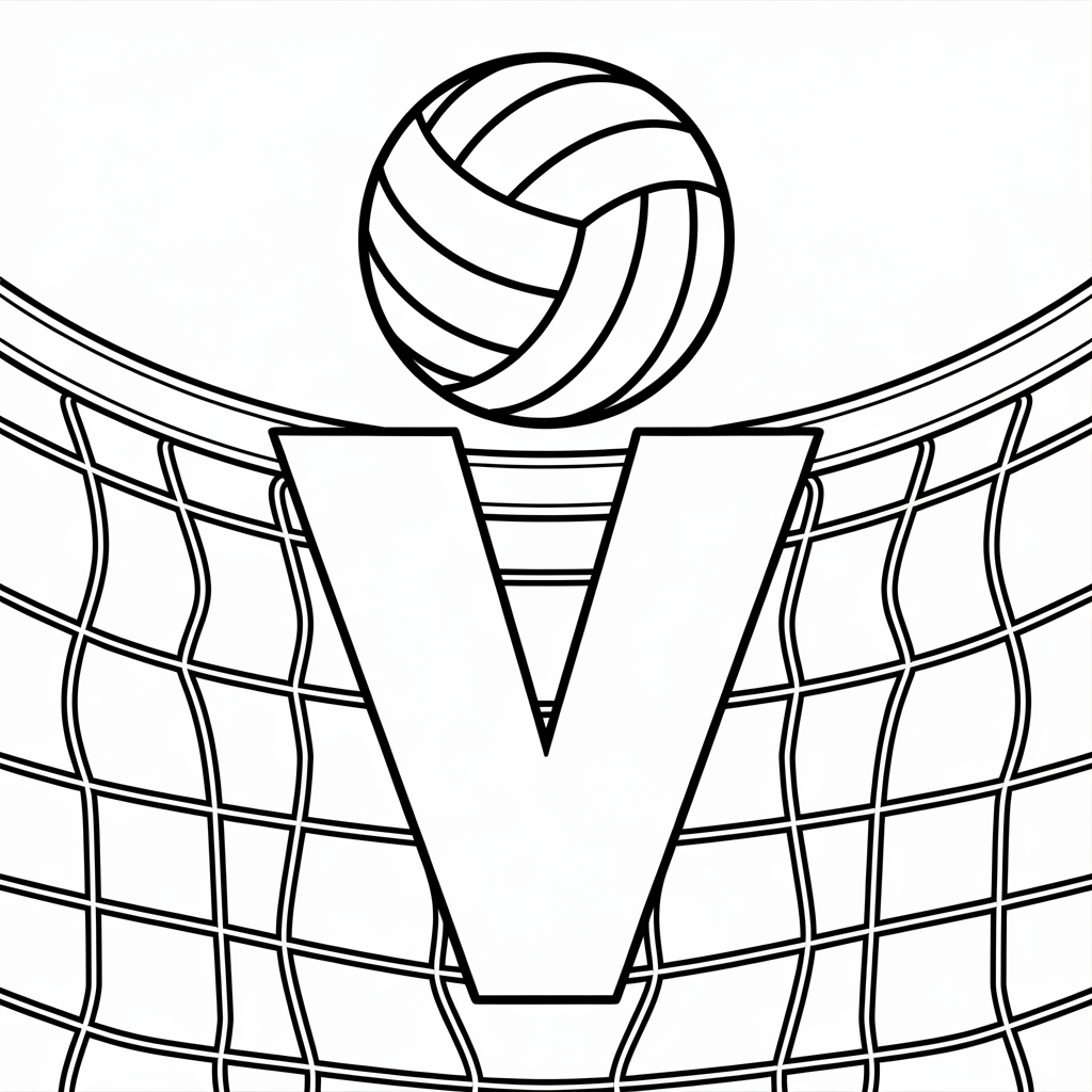 Creative “V is for Volleyball” Coloring Pages