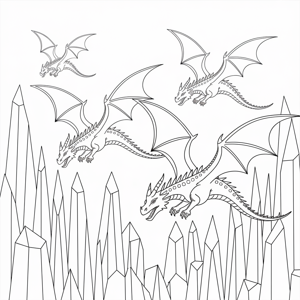 Dragons Racing Through Ice Pillars