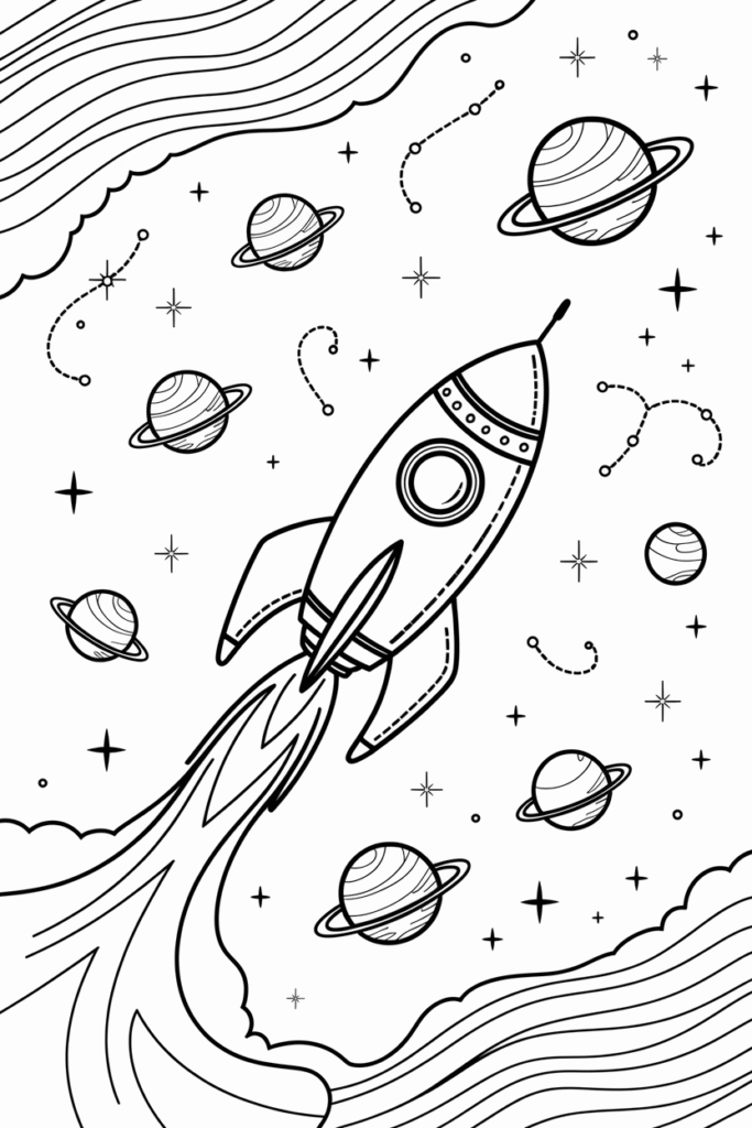 O for Outer Space Coloring Pages