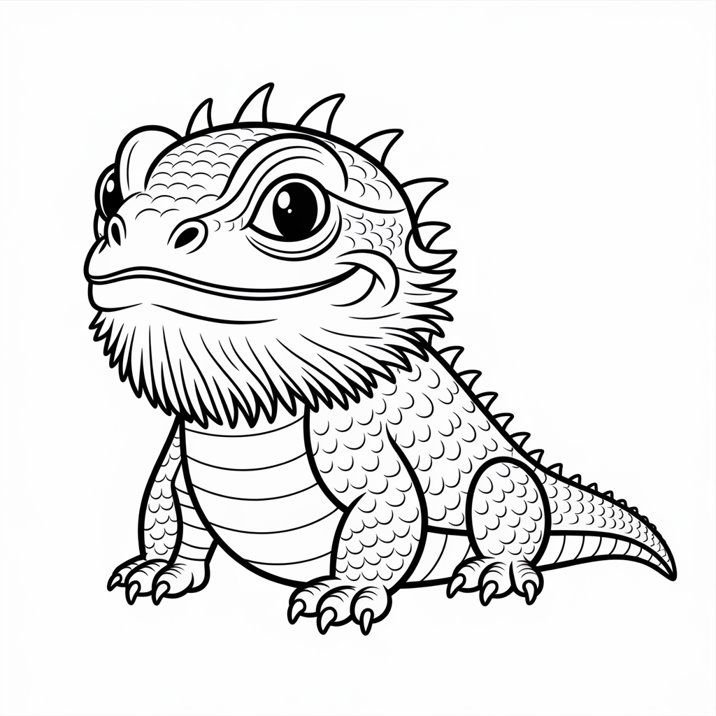 Cartoon bearded dragon coloring page