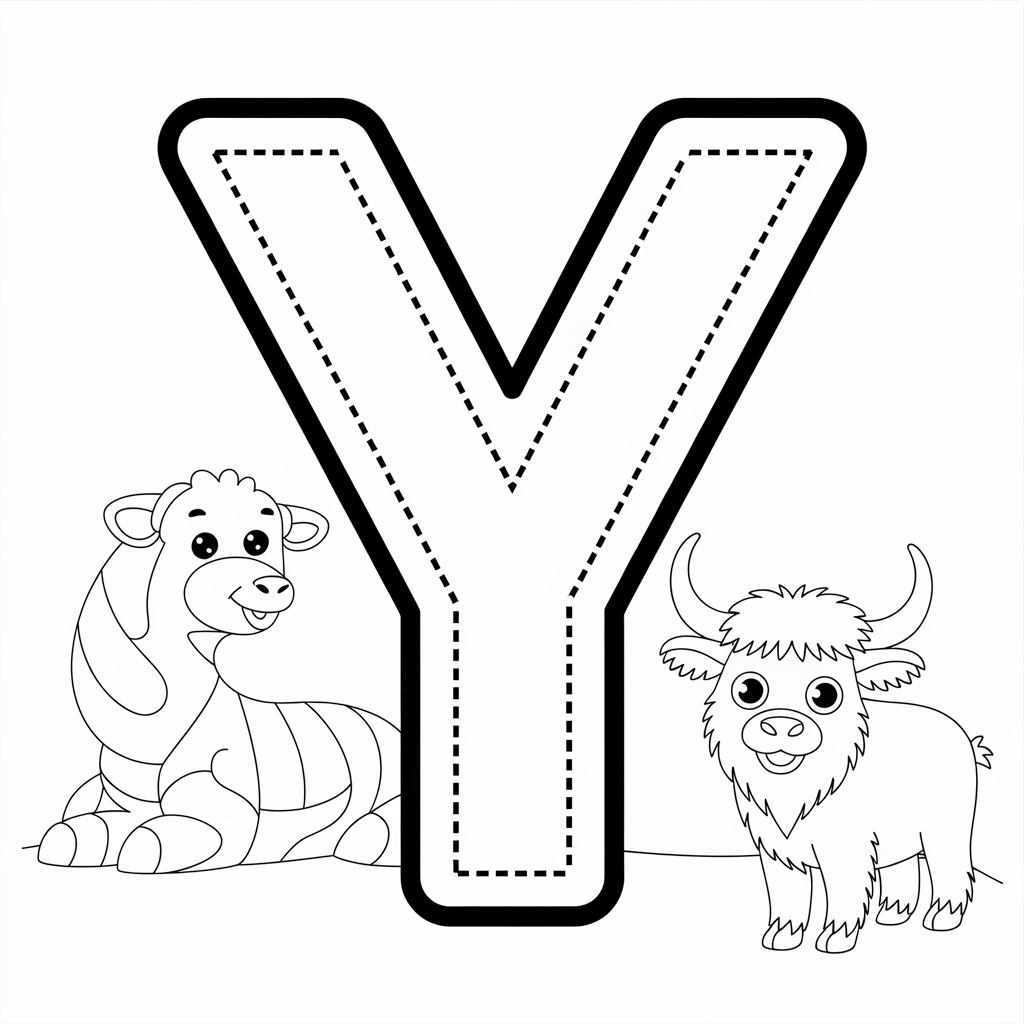 Tracing Y Alphabet Coloring Page