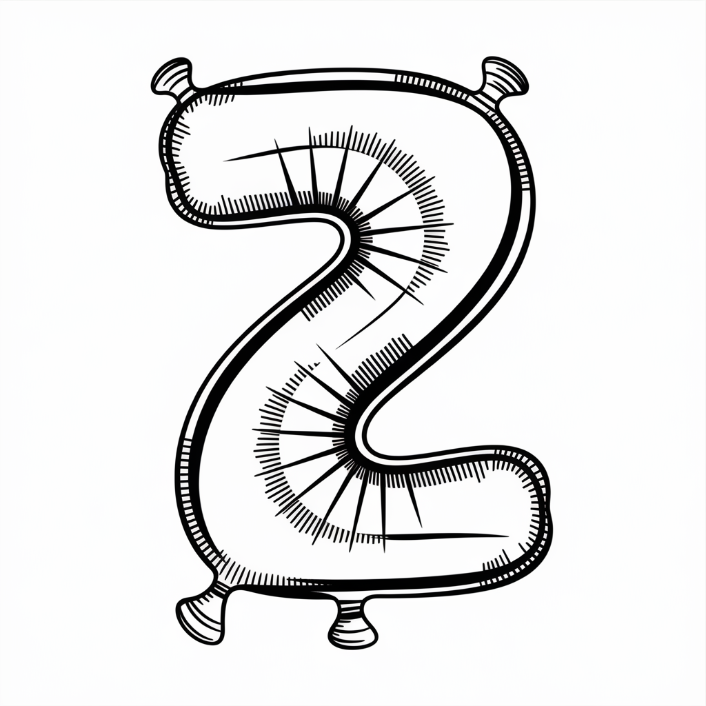Balloon Shaped Like Letter Z Coloring Page