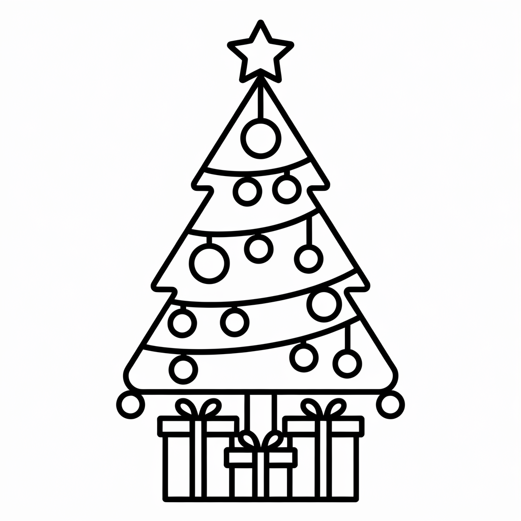 Easy and Cute Christmas Tree Coloring Pages for Beginners