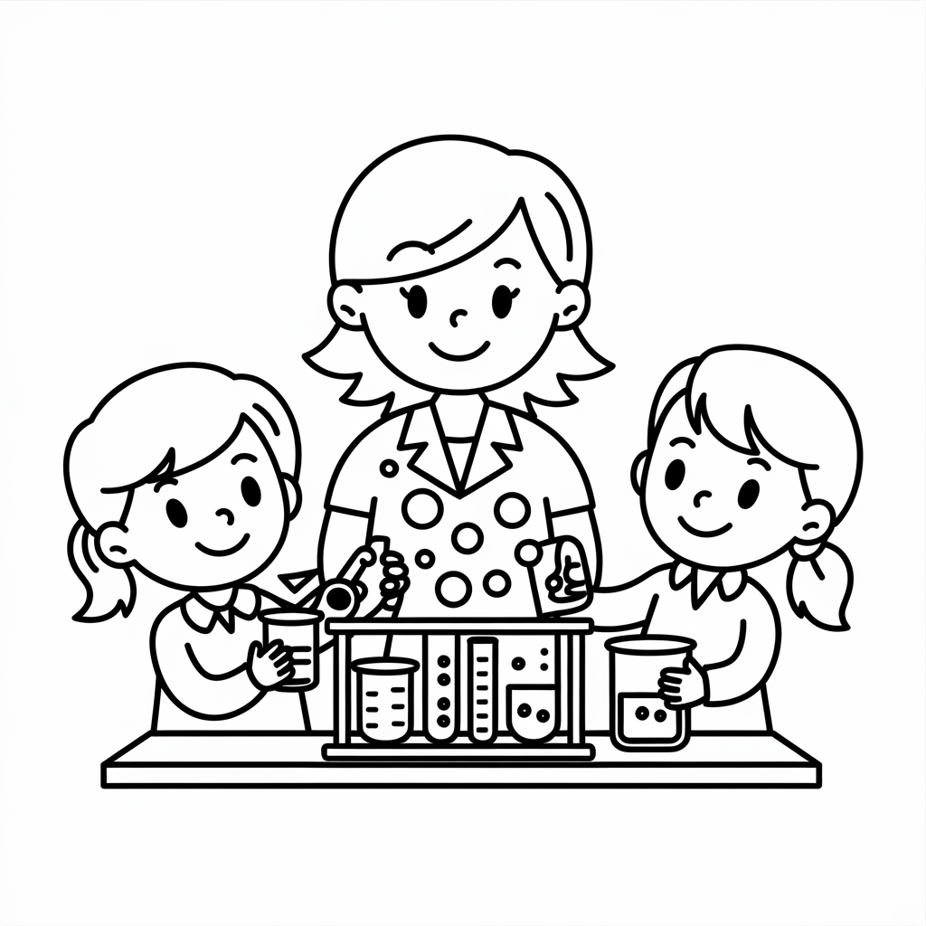 Science Experiment in Class Coloring Page
