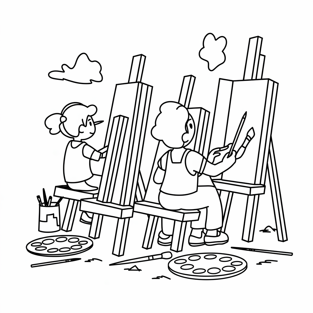  Painting in Art Class Coloring Page