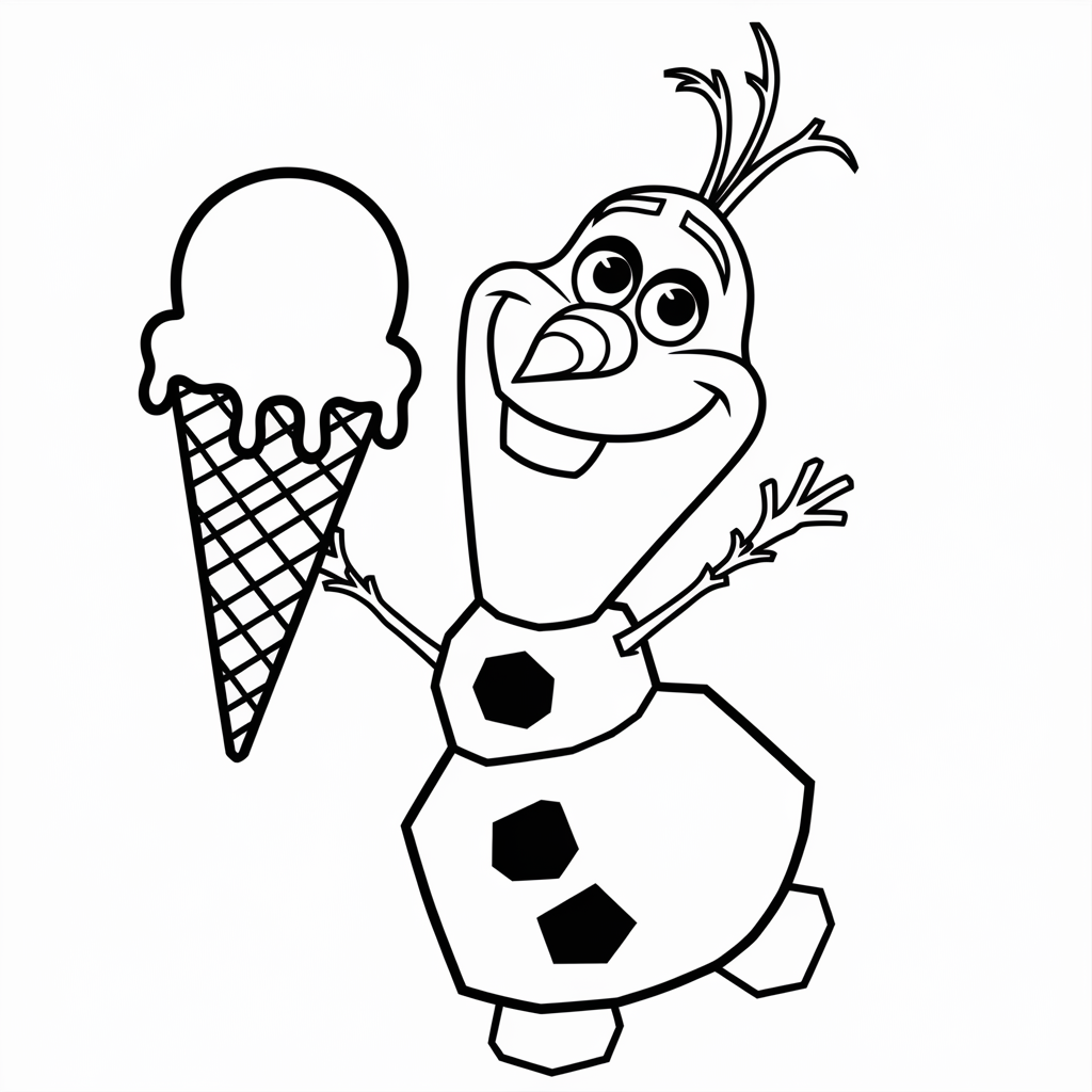  Olaf Ice Cream Cone Coloring Page 