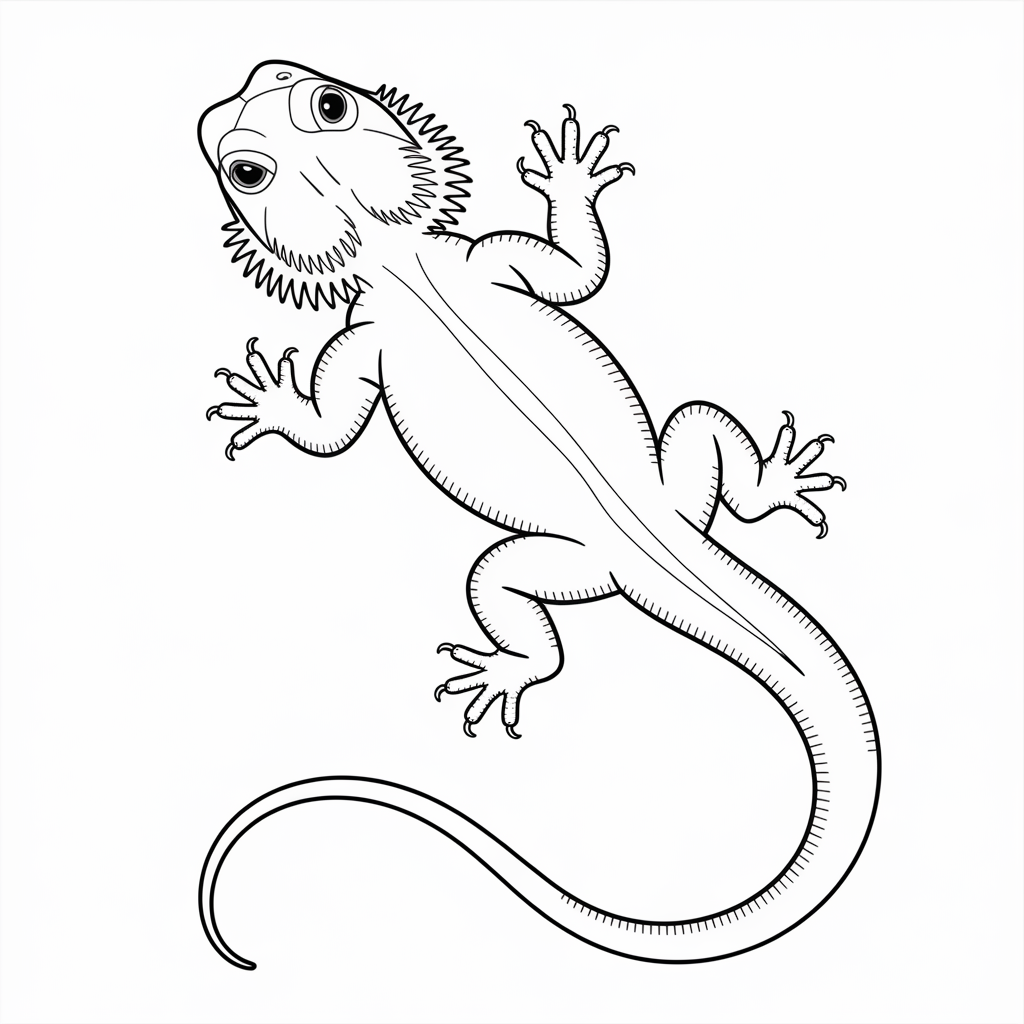 Top view of a bearded dragon coloring page