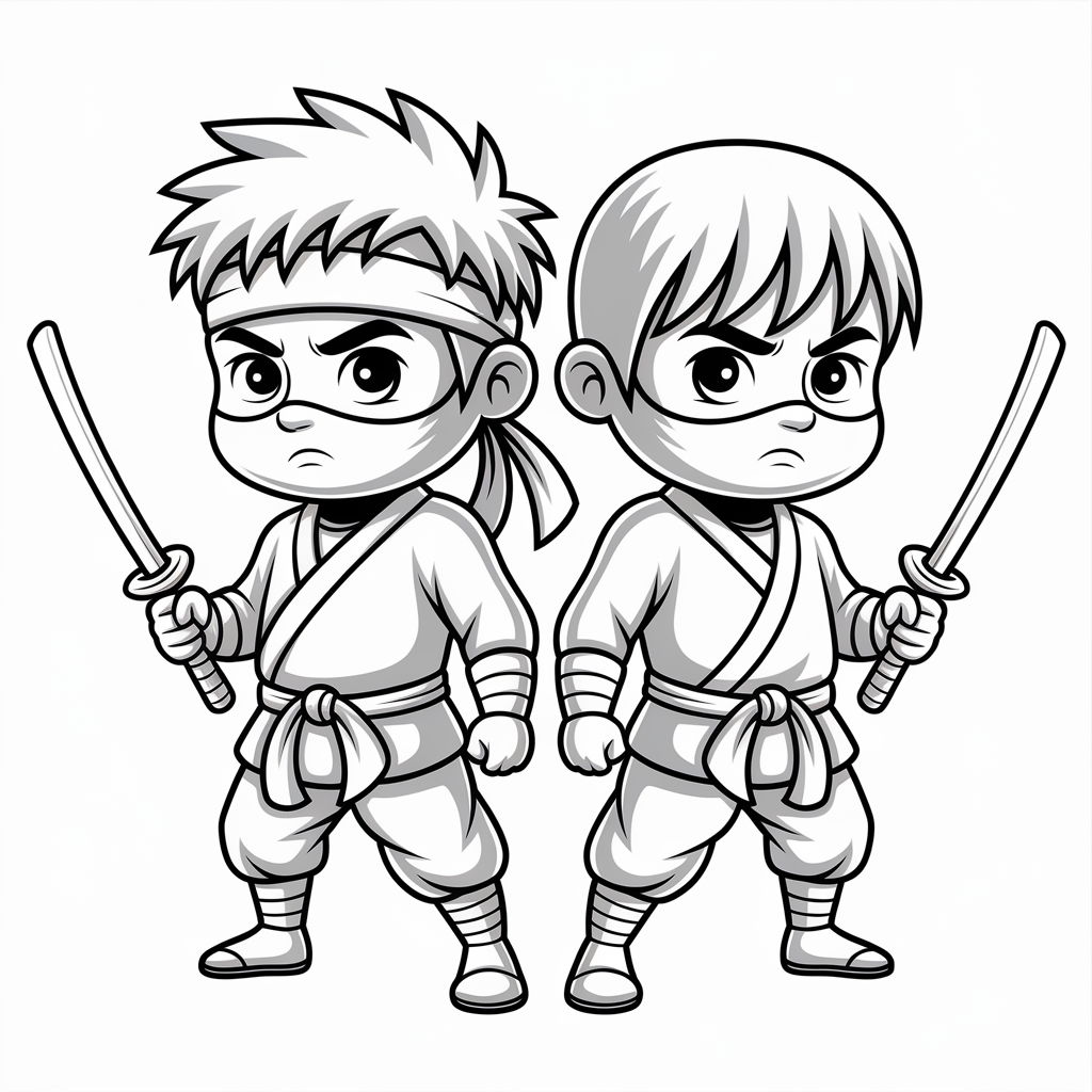 BattleNaruto and Sasuke Rivalry Coloring Page
