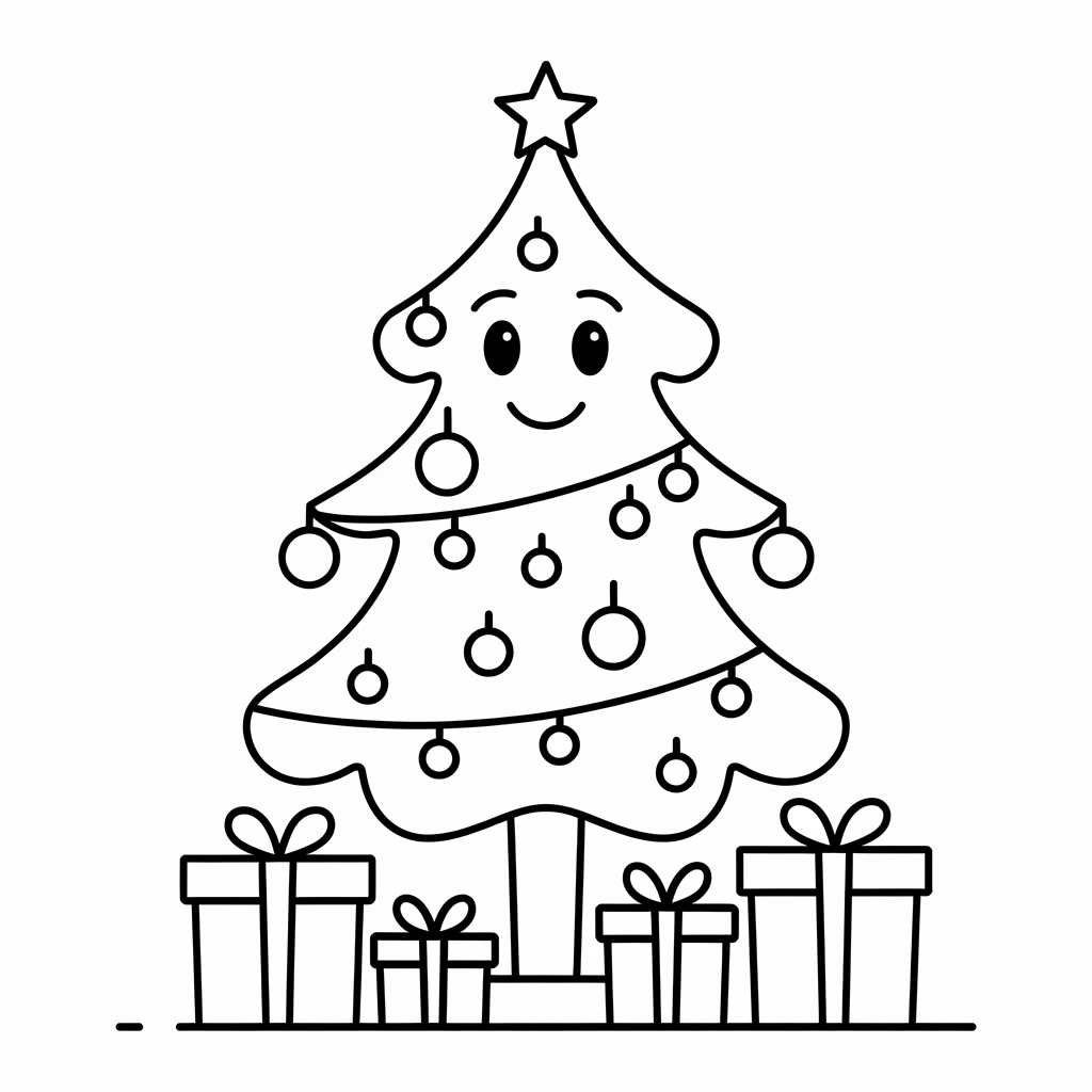 Christmas Tree Coloring Pages for Preschool 