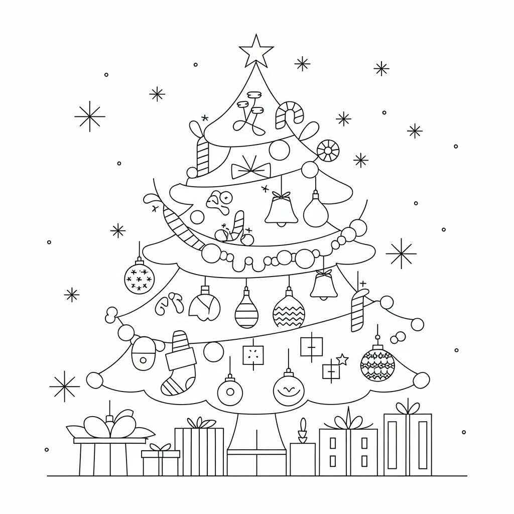 Christmas Tree Ornament Coloring Pages 
