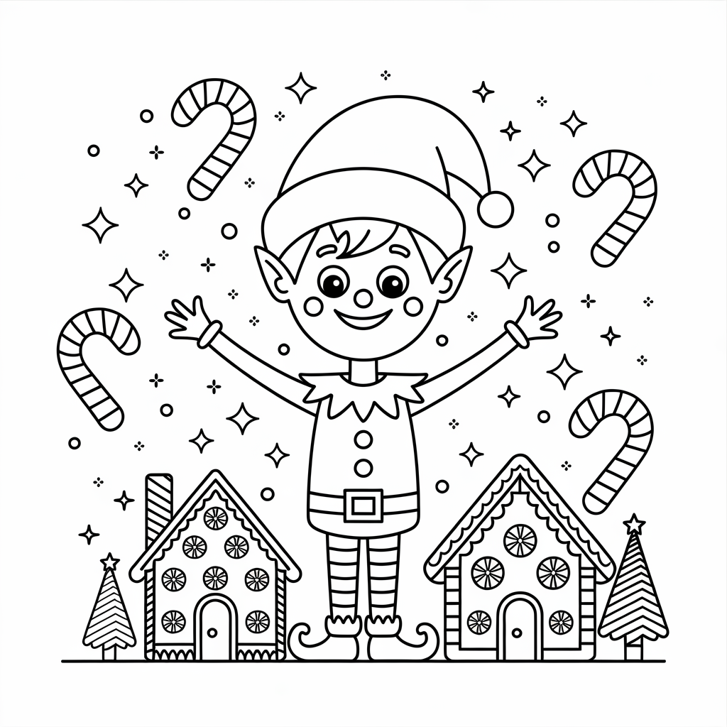Elf Movie Christmas Candy Wonderland Coloring Page