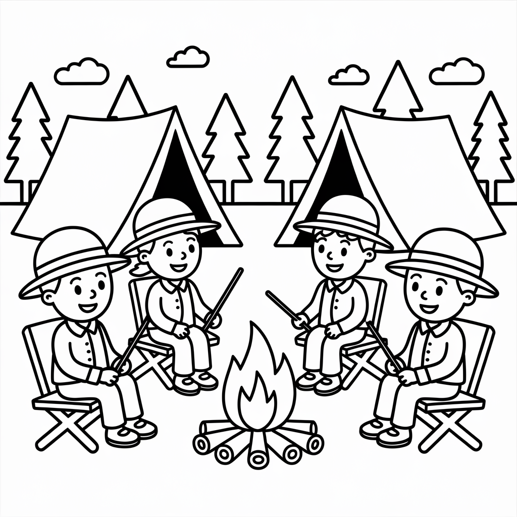 Adventurers Around a Campfire