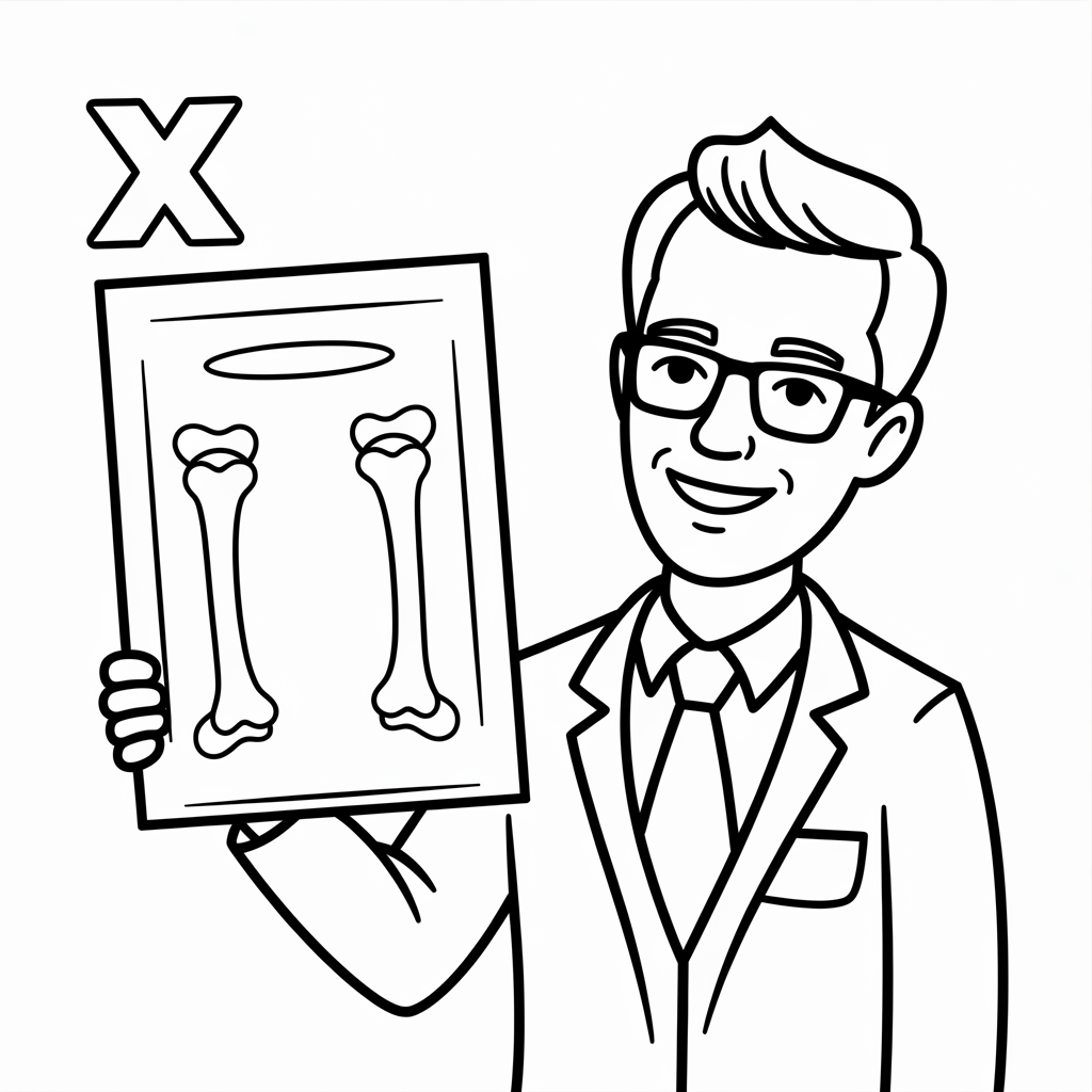 X is for X-ray Machine Coloring Page