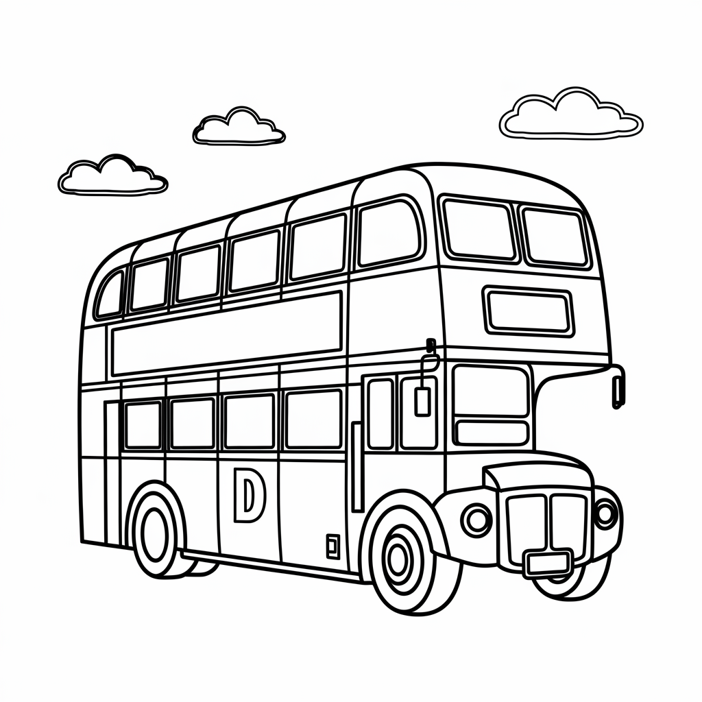 Travel Fun D for Double Decker Bus Coloring Pages