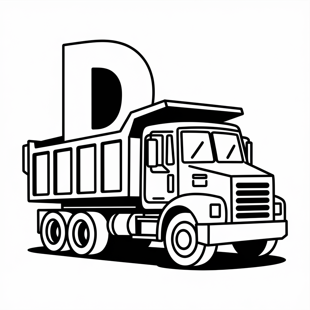 Vehicle Fun with D for Dump Truck Coloring Pages for Kids