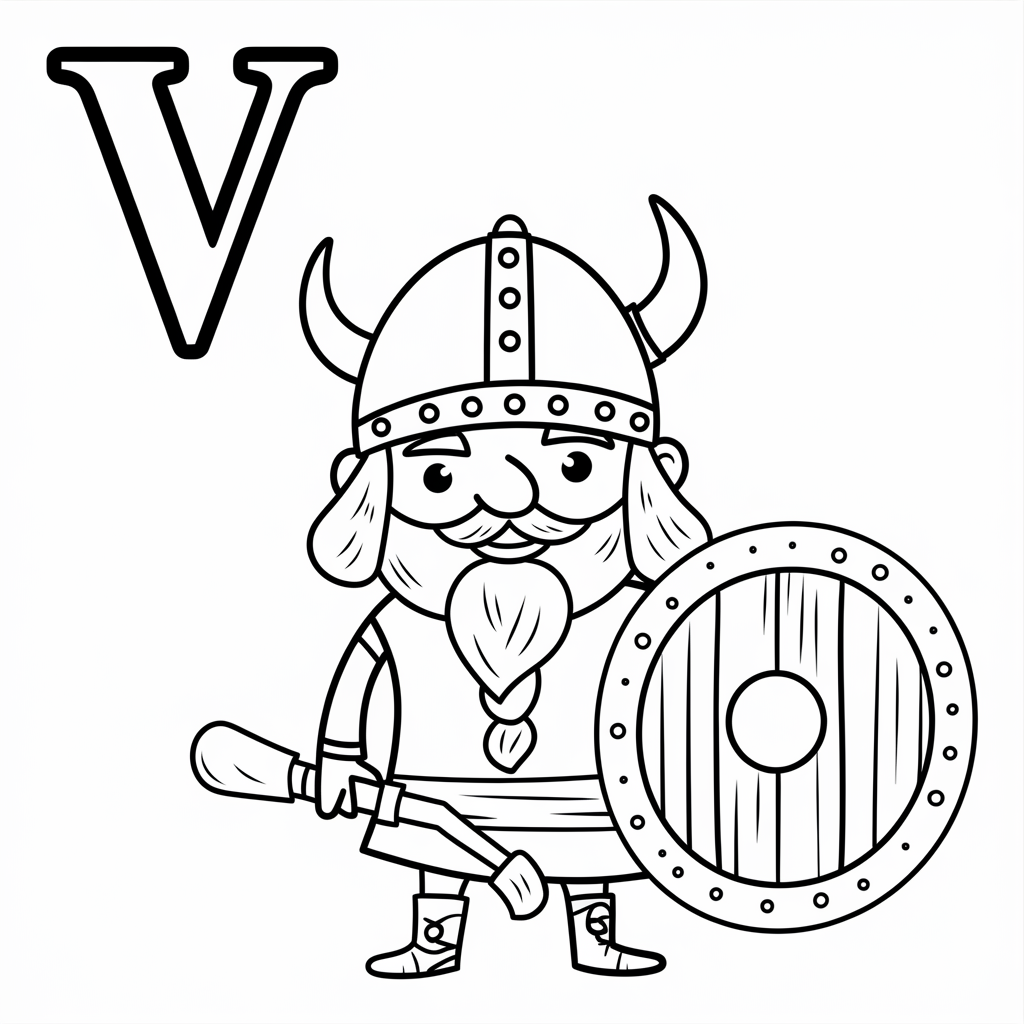 Printable “V is for Viking” Coloring Pages