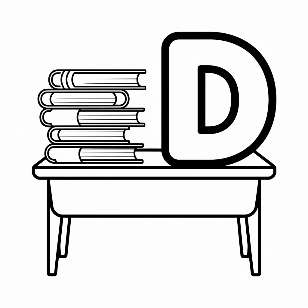 Back-to-School D for Desk Coloring Pages for Children to Print