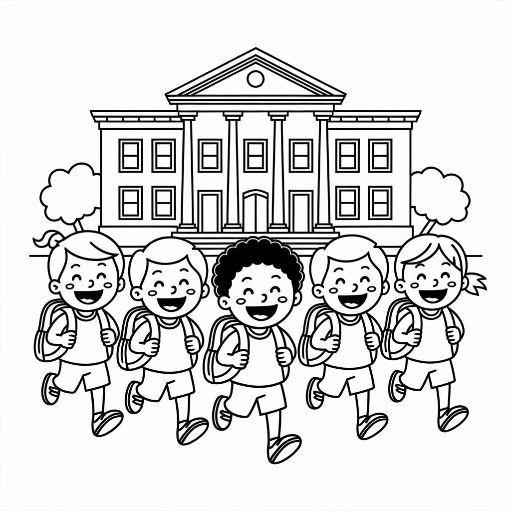 Welcome Back Classroom Scene Coloring Page