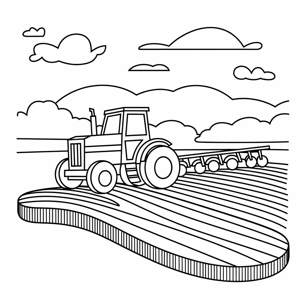 Fun Tractor T Coloring Page for Preschoolers