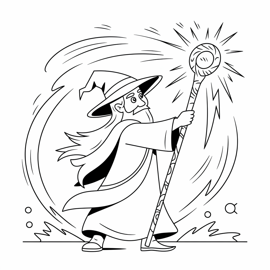 Wizard Casting a Lightning Spell