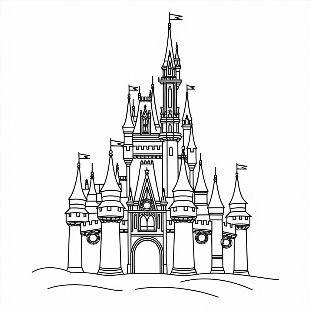 Cinderella Christmas Castle Coloring Page