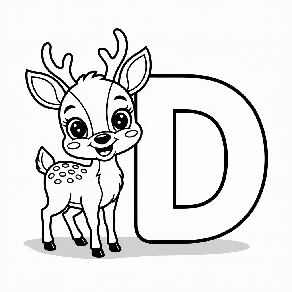 Forest Friends D for Deer Coloring Pages 