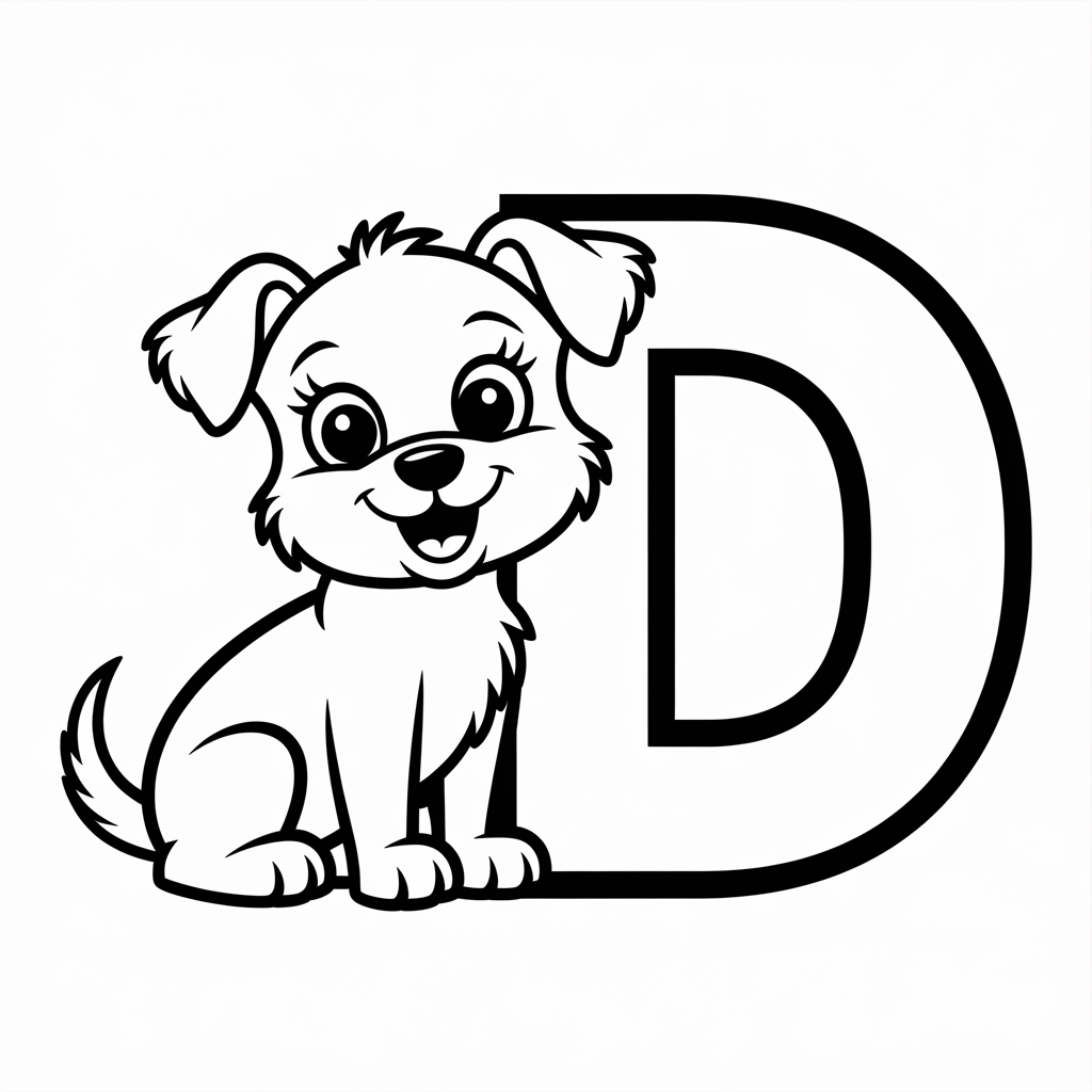 Fun & Free D for Dog Coloring Pages for Kids to Print