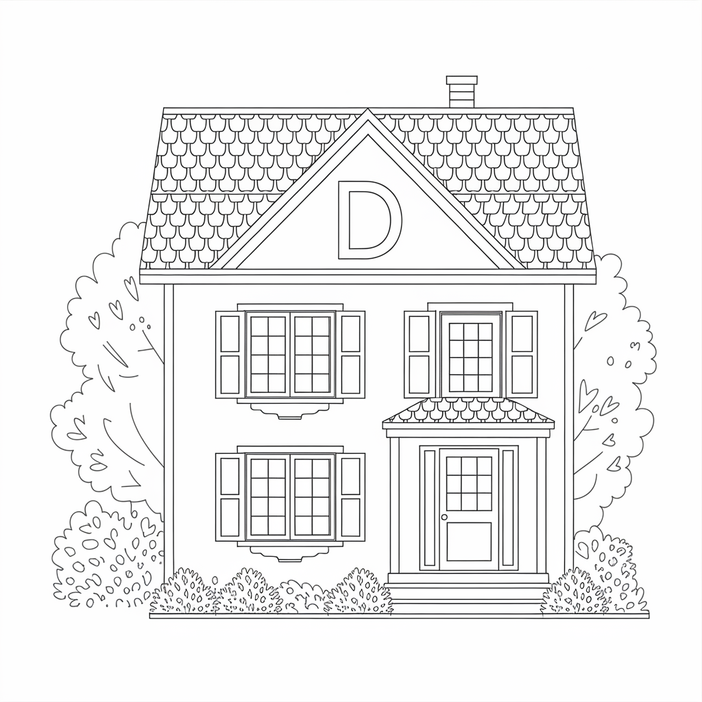 Cute Playhouse D for Dollhouse Coloring Pages for Kids to Color