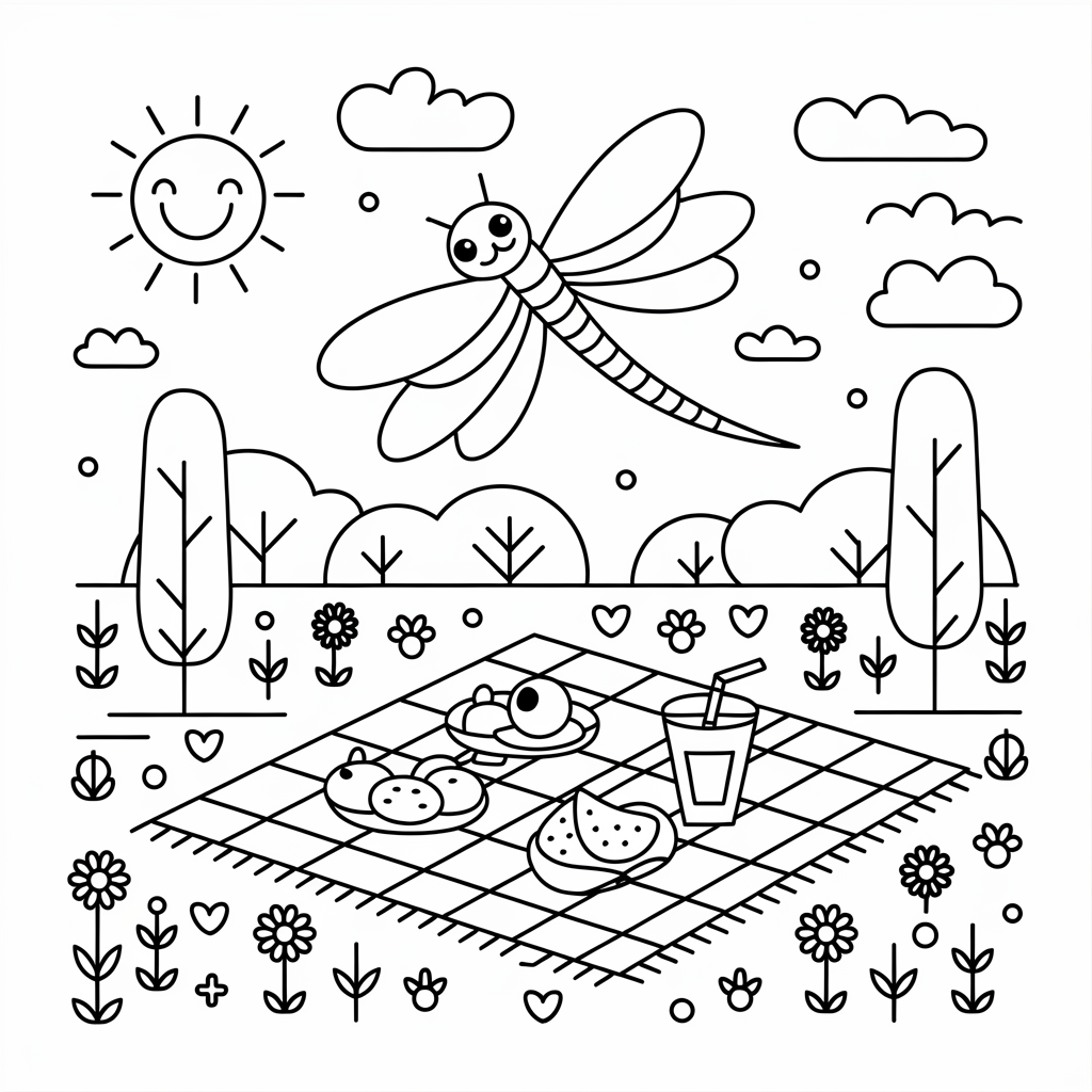 Dragonfly in a Picnic Scene